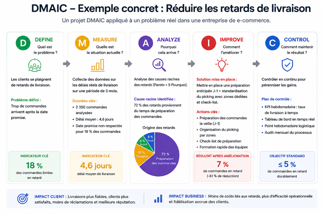 Exemple DMAIC pour réduire les retards de livraison